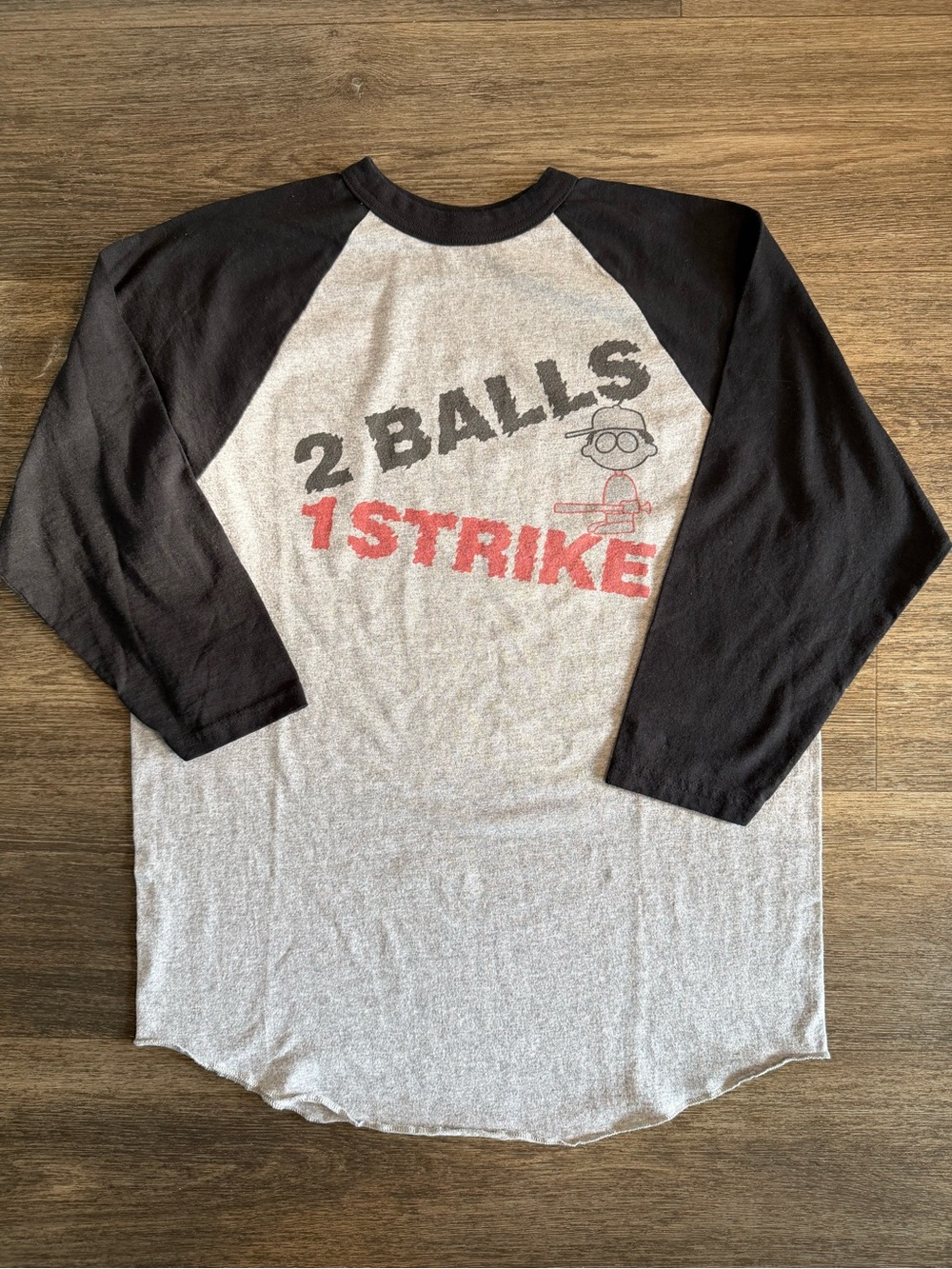 Raglan Baseball Shirt - Black & Heather Gray - 2 balls 1 Strike